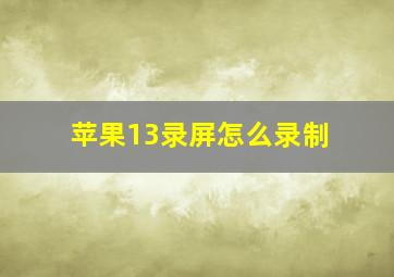 苹果13录屏怎么录制