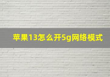 苹果13怎么开5g网络模式