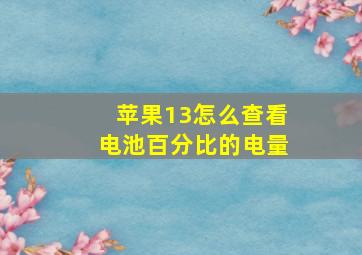 苹果13怎么查看电池百分比的电量