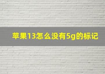 苹果13怎么没有5g的标记