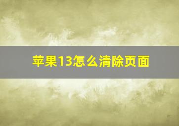 苹果13怎么清除页面