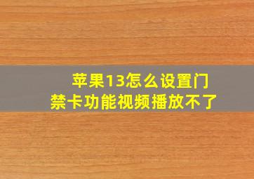 苹果13怎么设置门禁卡功能视频播放不了