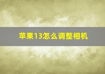 苹果13怎么调整相机