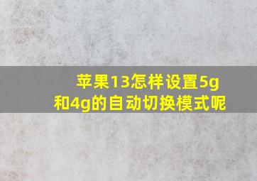 苹果13怎样设置5g和4g的自动切换模式呢