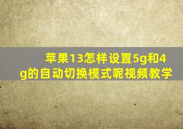 苹果13怎样设置5g和4g的自动切换模式呢视频教学