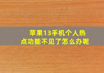 苹果13手机个人热点功能不见了怎么办呢