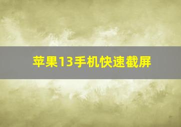 苹果13手机快速截屏