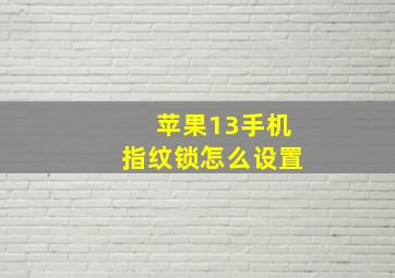 苹果13手机指纹锁怎么设置