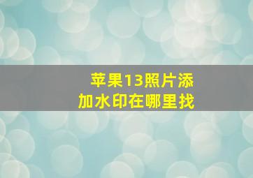 苹果13照片添加水印在哪里找