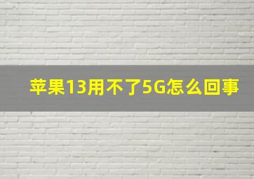 苹果13用不了5G怎么回事