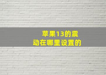 苹果13的震动在哪里设置的