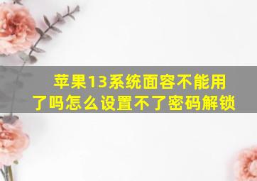 苹果13系统面容不能用了吗怎么设置不了密码解锁