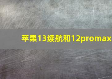 苹果13续航和12promax