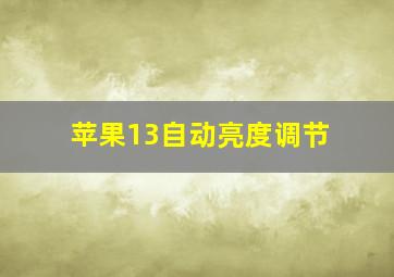 苹果13自动亮度调节