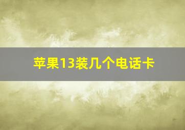 苹果13装几个电话卡