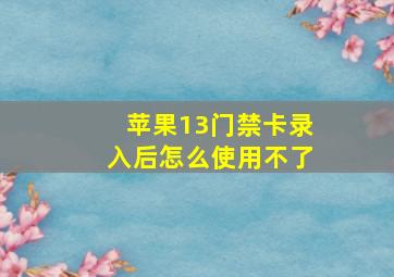 苹果13门禁卡录入后怎么使用不了