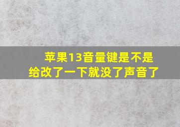 苹果13音量键是不是给改了一下就没了声音了