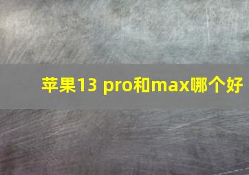 苹果13 pro和max哪个好