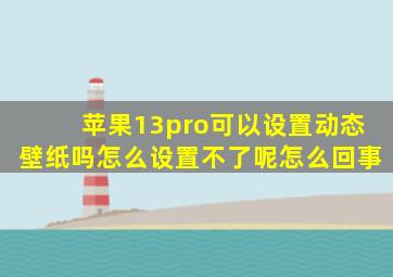 苹果13pro可以设置动态壁纸吗怎么设置不了呢怎么回事