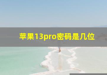 苹果13pro密码是几位