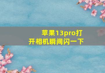 苹果13pro打开相机瞬间闪一下