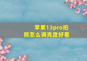 苹果13pro拍照怎么调亮度好看