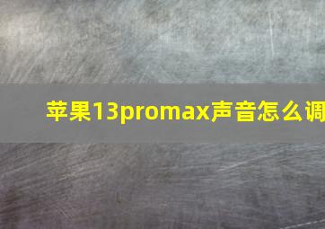 苹果13promax声音怎么调