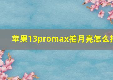 苹果13promax拍月亮怎么拍