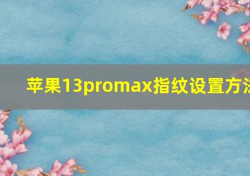 苹果13promax指纹设置方法