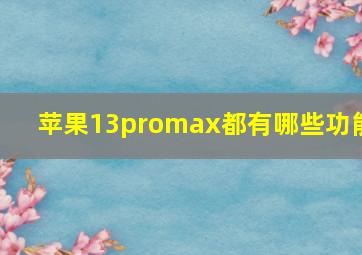 苹果13promax都有哪些功能