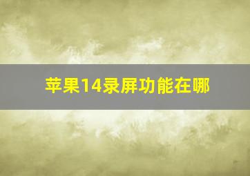 苹果14录屏功能在哪