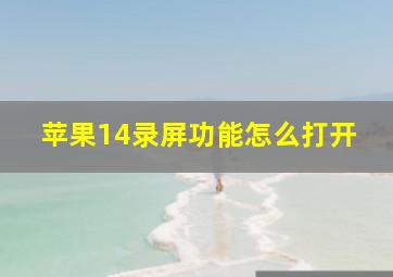 苹果14录屏功能怎么打开