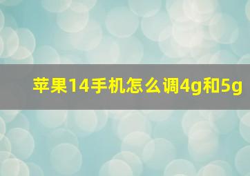 苹果14手机怎么调4g和5g