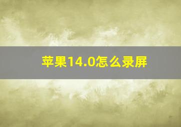 苹果14.0怎么录屏