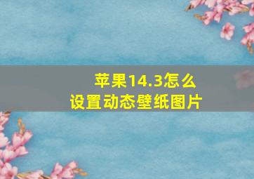 苹果14.3怎么设置动态壁纸图片