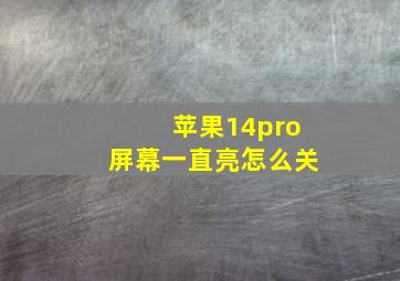 苹果14pro屏幕一直亮怎么关