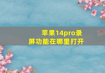 苹果14pro录屏功能在哪里打开