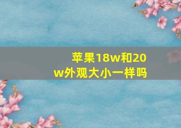 苹果18w和20w外观大小一样吗