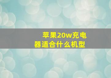 苹果20w充电器适合什么机型