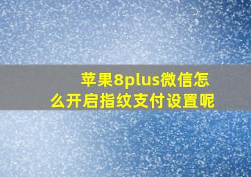 苹果8plus微信怎么开启指纹支付设置呢