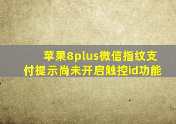 苹果8plus微信指纹支付提示尚未开启触控id功能