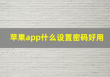 苹果app什么设置密码好用