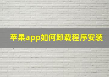 苹果app如何卸载程序安装