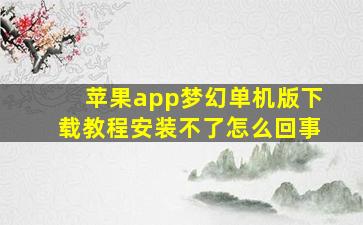 苹果app梦幻单机版下载教程安装不了怎么回事