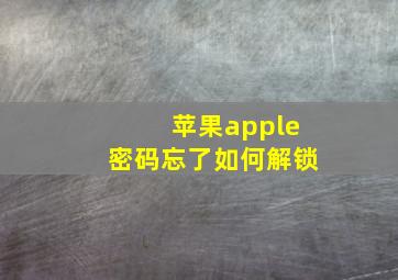 苹果apple密码忘了如何解锁