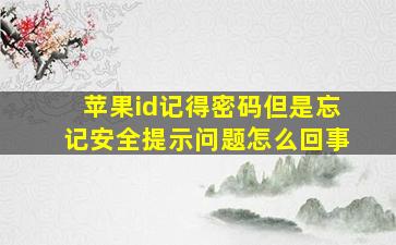 苹果id记得密码但是忘记安全提示问题怎么回事