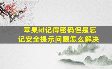 苹果id记得密码但是忘记安全提示问题怎么解决