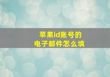 苹果id账号的电子邮件怎么填