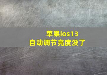 苹果ios13自动调节亮度没了