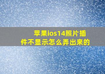 苹果ios14照片插件不显示怎么弄出来的